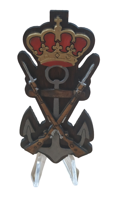Metopa Madera Infanteria de Marina Handmade 8x5,5cm Recreación Histórica-Réplica Militar