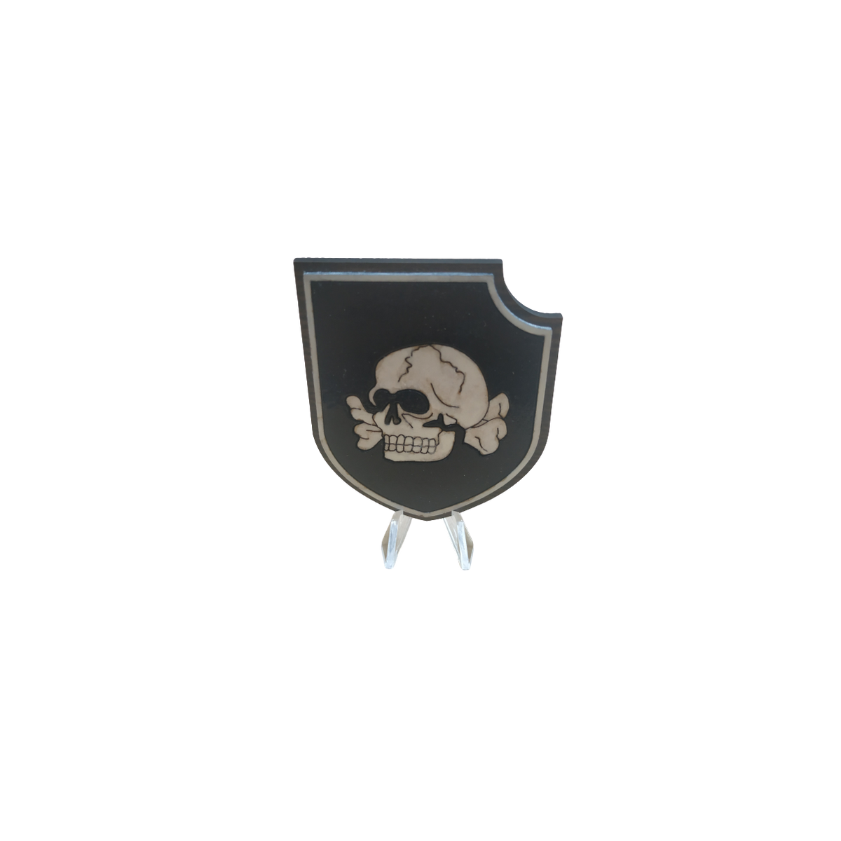 Metopa Madera German Cavalry Hussars Totenkopf WWII Emblem HandMade 7x6cm Recreación Histórica-Réplica Militar