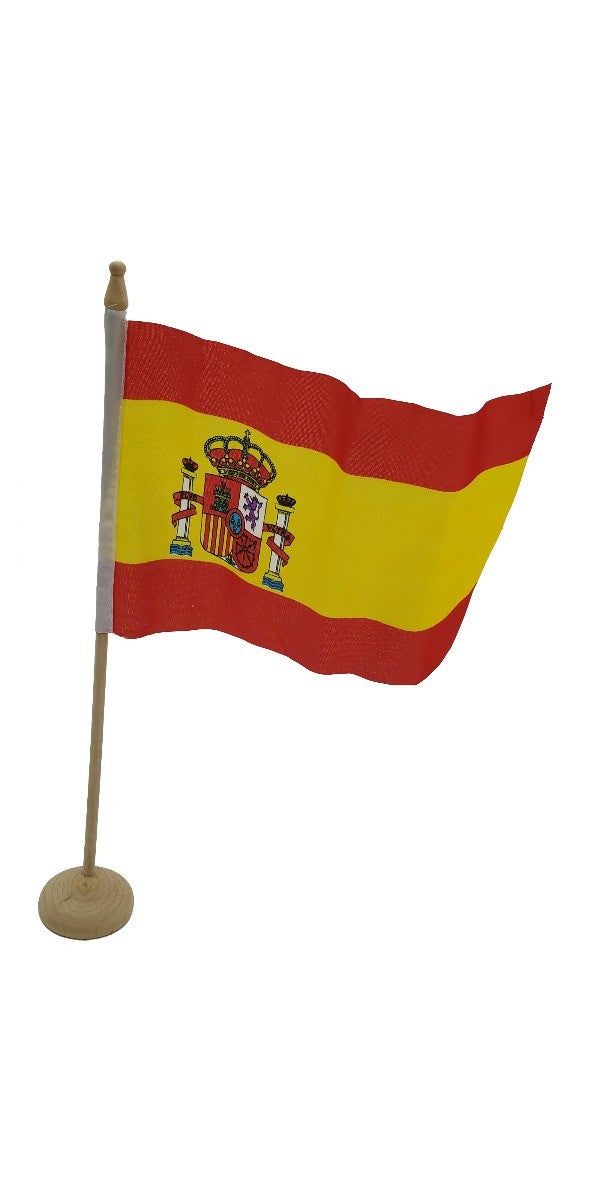 Bandera de Mesa España Base de Madera 26x18cm