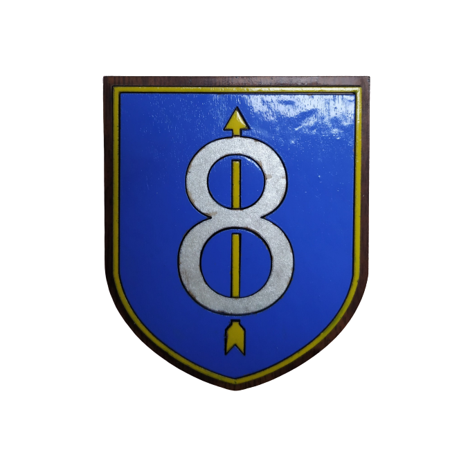 Metopa Madera 8th Infantry Division USA HandMade 7x5,8cm Recreación Histórica-Réplica Militar