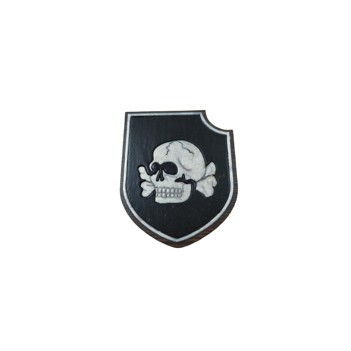 Metopa Madera German Cavalry Hussars Totenkopf WWII Emblem HandMade 7x6cm Recreación Histórica-Réplica Militar
