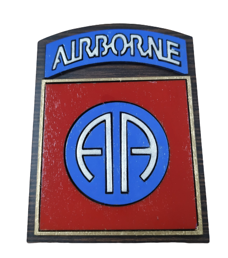 Metopa Madera The 82nd Airborne Division US Handmade 7x6cm Recreación Histórica-Réplica Militar