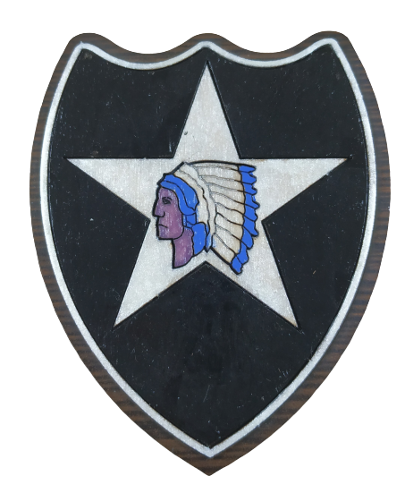 Metopa Madera US Army Indian Division HandMade mod 2 7,5x6cm Recreación Histórica-Réplica Militar