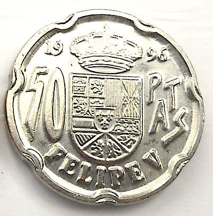Gemelos Moneda de 50 Pesetas Edición Especial Felipe V
