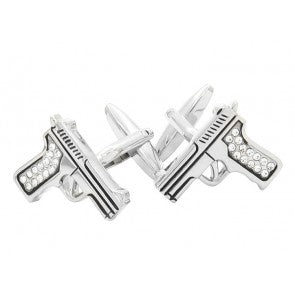 Gemelos Pistola Revolver Cristal