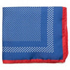 Pañuelo de traje Ox & Bull Navy Dotted Silk with Red Trim