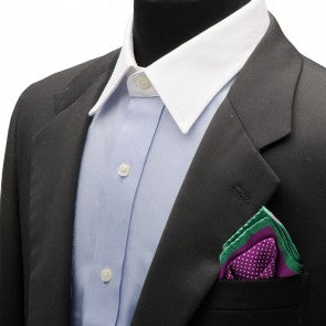 Pañuelo de traje Ox & Bull Purple Dotted Silk Pocket with Green Trim