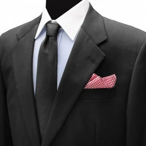 Pañuelo de traje Ox & Bull Red Gingham Cotton Pocket Square