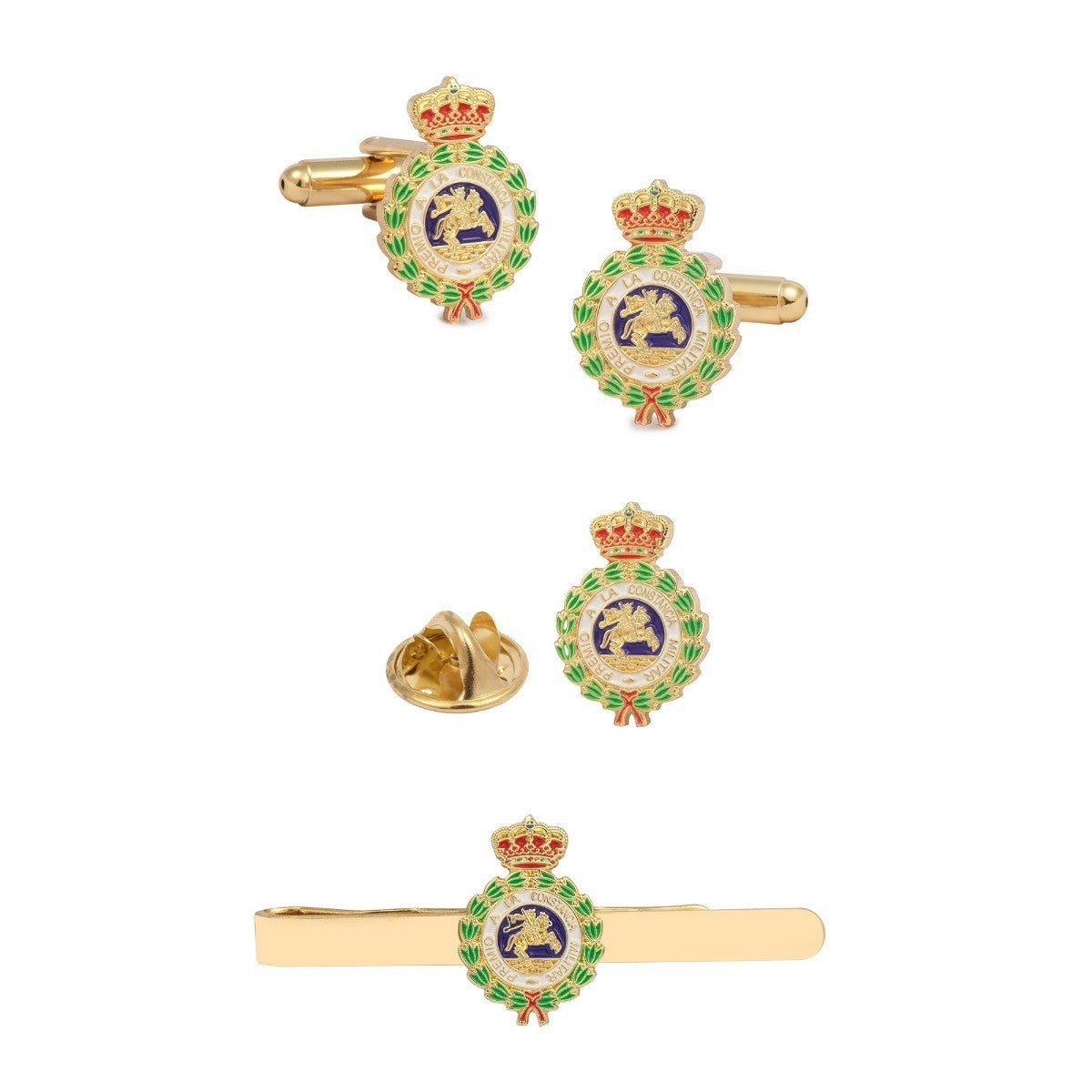 Gemelos de camisa de la medalla de San Hermenegildo - 13x20mm - Esmaltado a Color-Pack