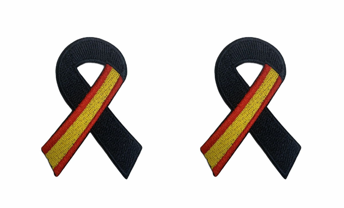 Pack 2 Parches Termoadhesivo Lazo Negro Bandera de España 7x5cm