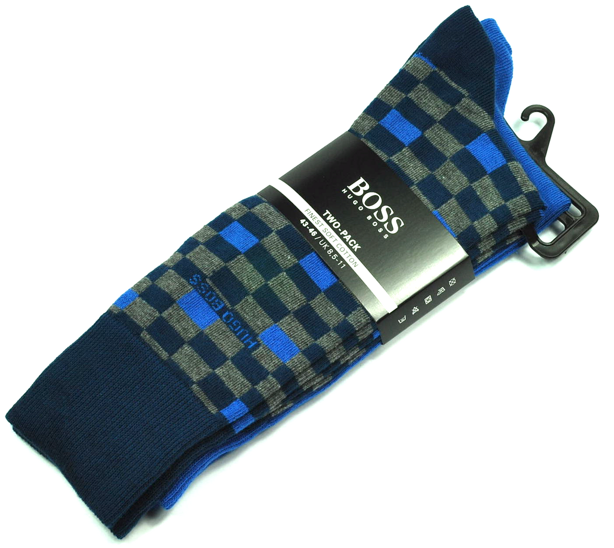 Pack 2 pares de Calcetines de Caballero Hugo Boss Talla 39-42 Blue and Grey, Navy and Blue in Square
