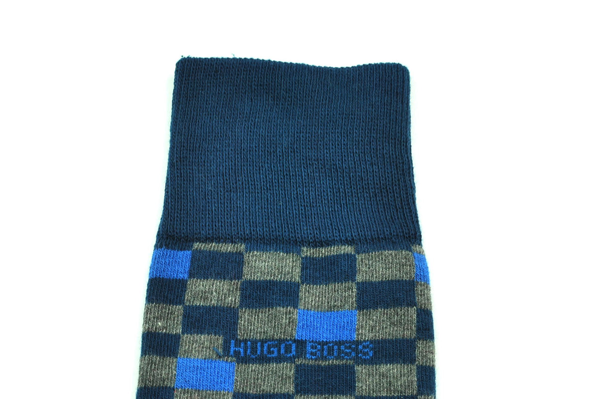 Pack 2 pares de Calcetines de Caballero Hugo Boss Talla 43-46 Blue and Grey, Navy and Blue in Square