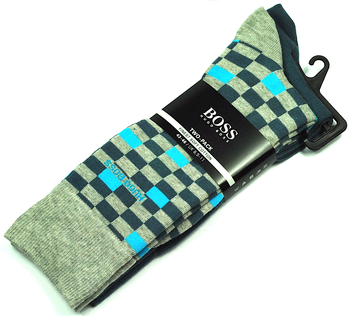 Pack 2 pares de Calcetines de Caballero Hugo Boss Talla 39-42 Blue and AquaMarine Blue in Square