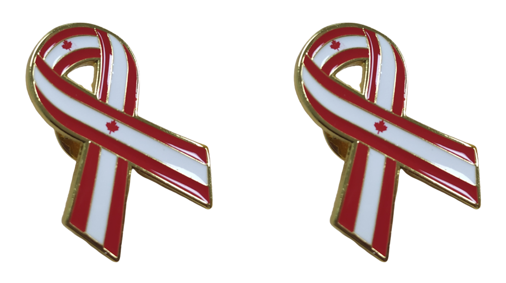 Pack 2 Pins de Solapa Lazo Bandera Canada Ribbon Flag Canada 30x25mm