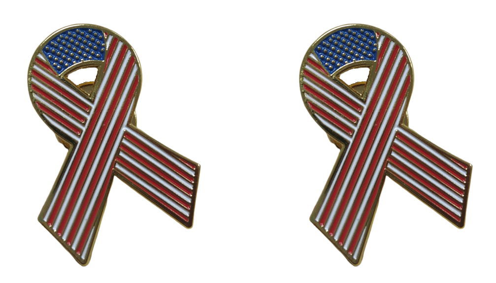 Pack 2 Pins de Solapa Lazo Bandera Estados Unidos Ribbon Flag USA 30x25mm