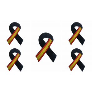 Pack 5 Parches Termoadhesivo Lazo Negro Bandera de España 7x5cm