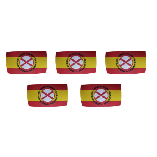 Pack 5 Parches Termoadhesivos Bandera España Lema Tercios de Flandes mod 2 8x4,5cm