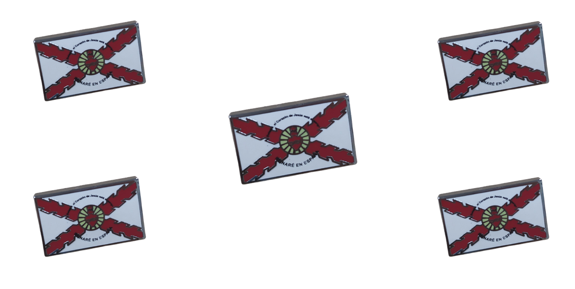Pack 5 Pins de Solapa Detente Sagrado Corazon Aspa Borgoña 18x11mm
