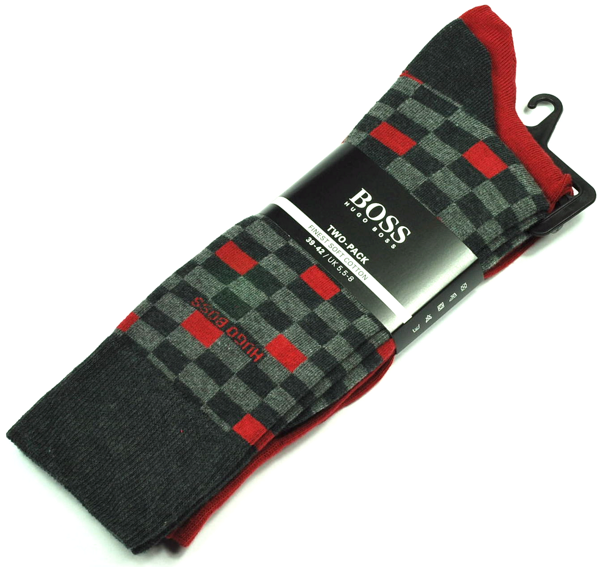 Pack 2 pares de Calcetines de Caballero Hugo Boss Talla 43-46 Red & Red and Grey Square