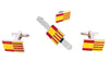 Pack de Gemelos para camisa Pasador de Corbata y Pin de solapa de la Bandera Cataluña y España