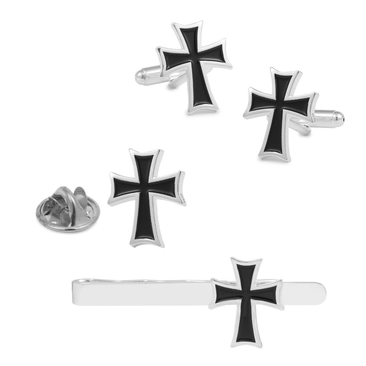 Pack de la Cruz Teutónica en latón con Esmaltado Negro - tamaño: 18mm