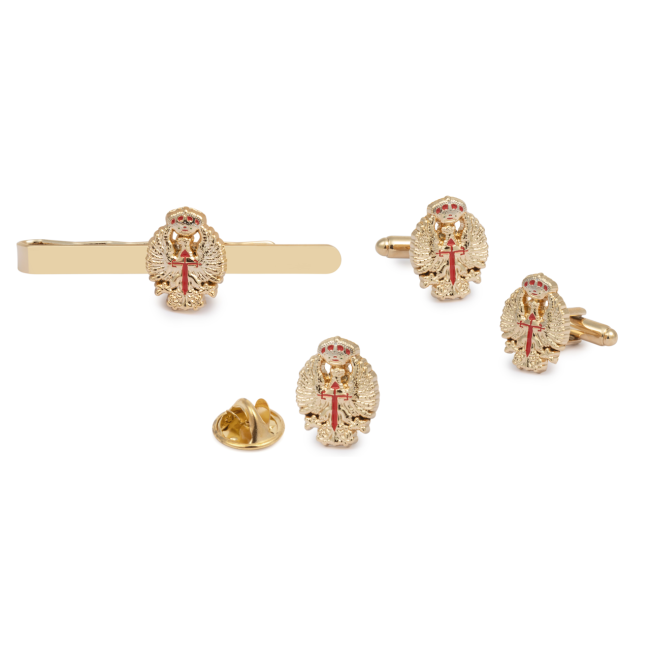 Pack Gemelos de Camisa, Pasador de Corbata y Pin del Escudo Cuartel general del Ejercito de Tierra