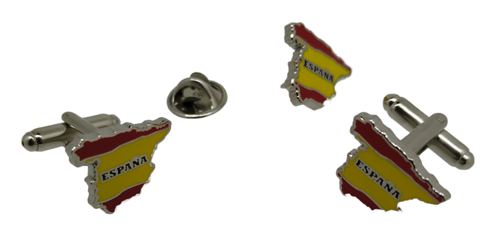 Pack Gemelos y Pin Bandera España Mapa 17x14mm