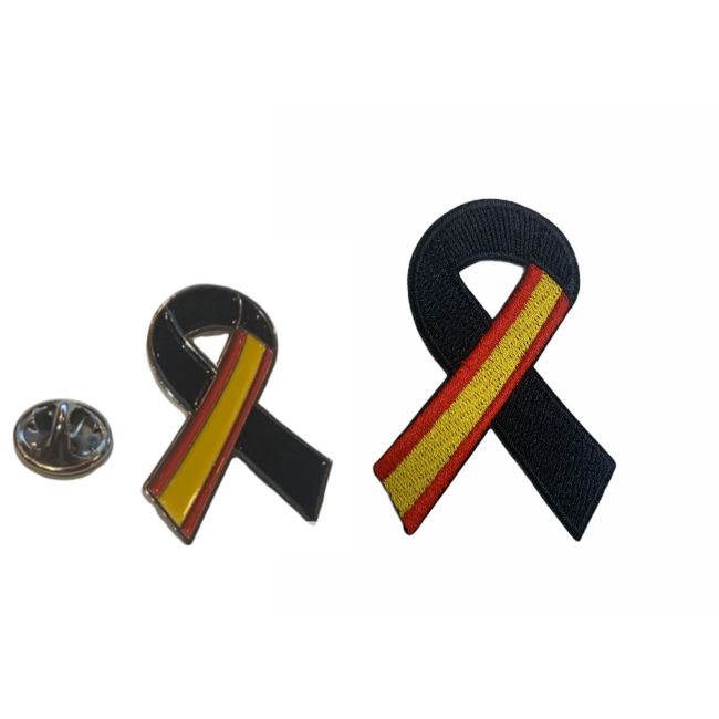 Pack Parche y Pin Lazo Negro España Black Ribbon Spain