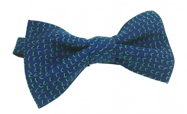 Pajarita HUGO de pura Seda Jacquard motivos verdes sobre azul