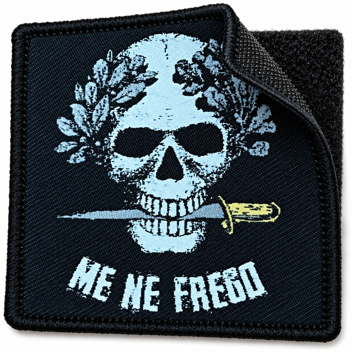 Parche Calavera y Laurel «ME NE FREGO» Woven de 6 cm con Hook and Loop