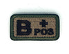 Parche Bordado Hook and Loop Grupo Sanguíneo B+ Modelo 3 5x2,5cm
