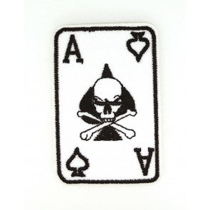 Parche Bordado Termoadhesivo As de Picas con Calaveras 7x5cm