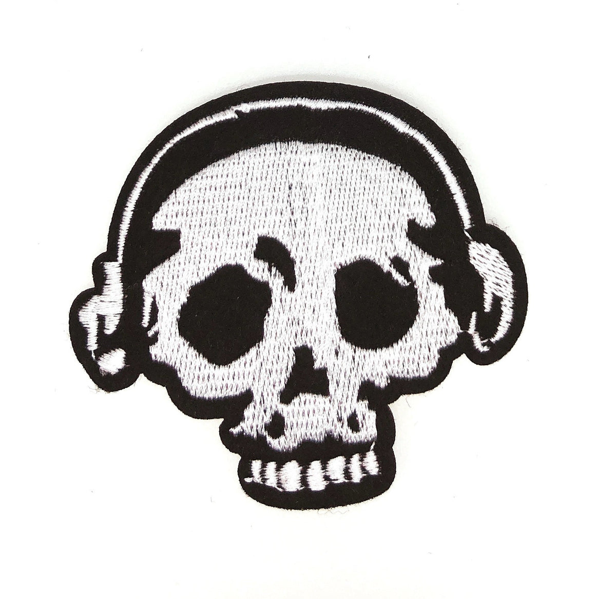 Parche Bordado Termoadhesivo Calavera con Cascos DJ 7x6,5cm