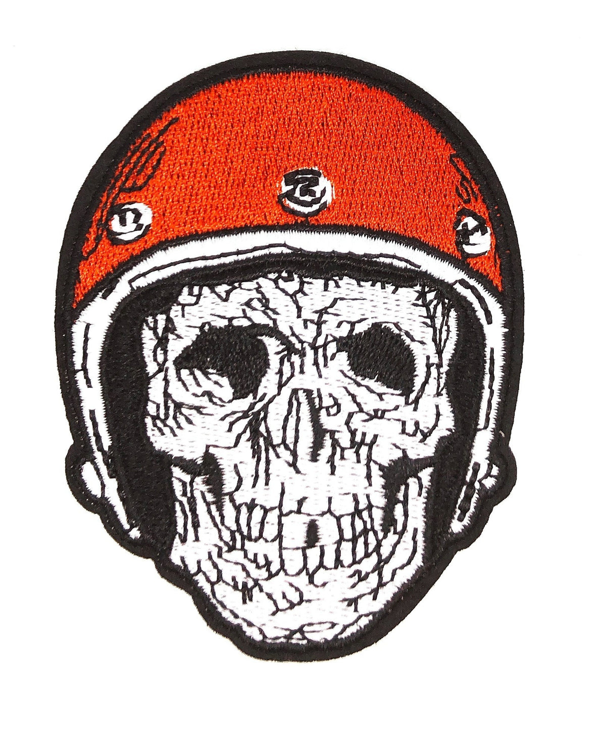 Parche Bordado Termoadhesivo Calavera Motorista 9x7cm