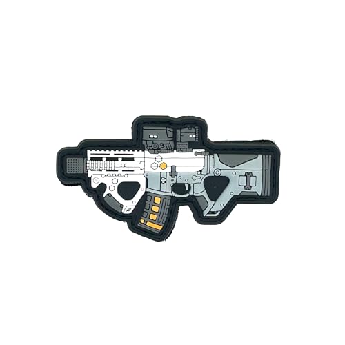 Parche de Goma Hook and Loop Fusil con Mira Militar Avanzado Blanco -8,5x5cm
