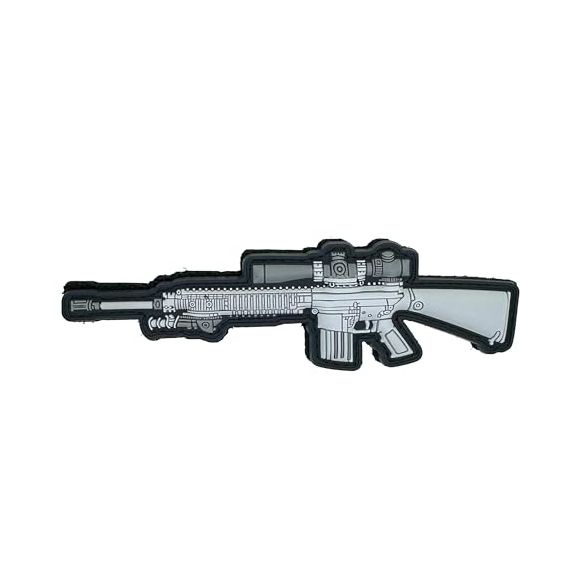 Parche de Goma Hook and Loop Fusil Francotirador Blanco - 15x4,5 cm