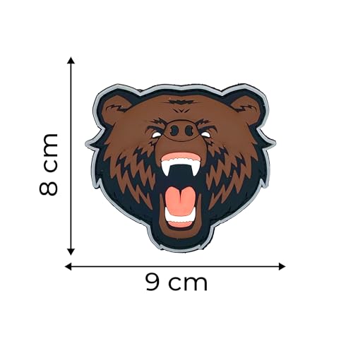 Parche de Goma Hook and Loop Oso Grizzly Furioso - 9x8 cm