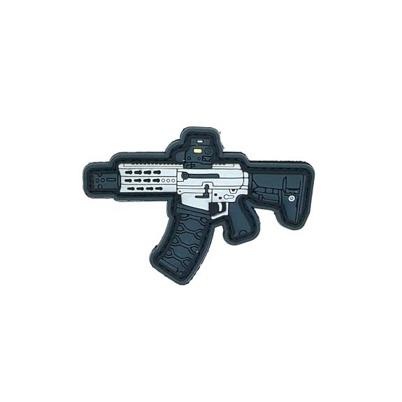 Parche de Goma Hook and Loop Subfusil con Mira Blanco -9x6,5cm