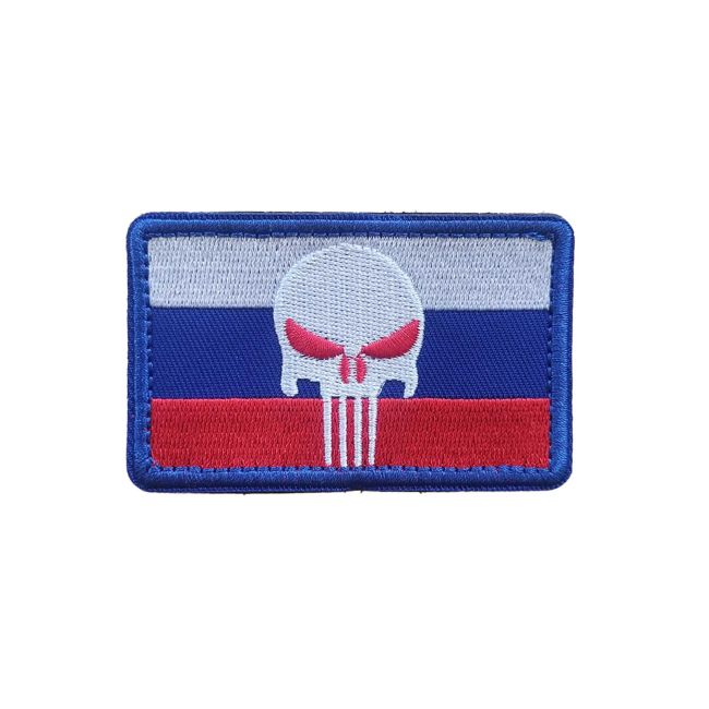 Parche Hook and Loop Rusia Punisher Calavera Blanca Bordado Gemelolandia