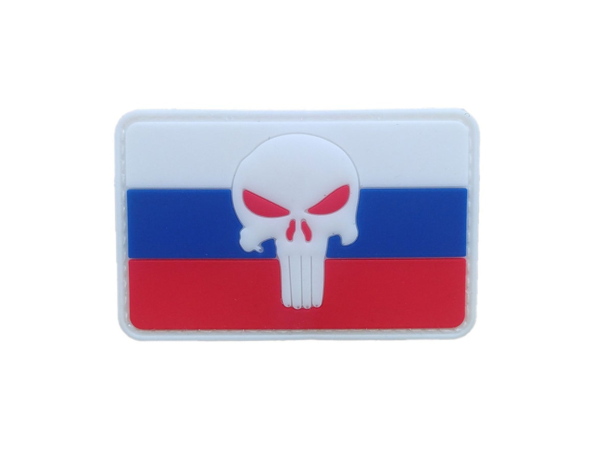 Parche Hook and Loop Rusia Punisher Calavera Blanca Goma Gemelolandia