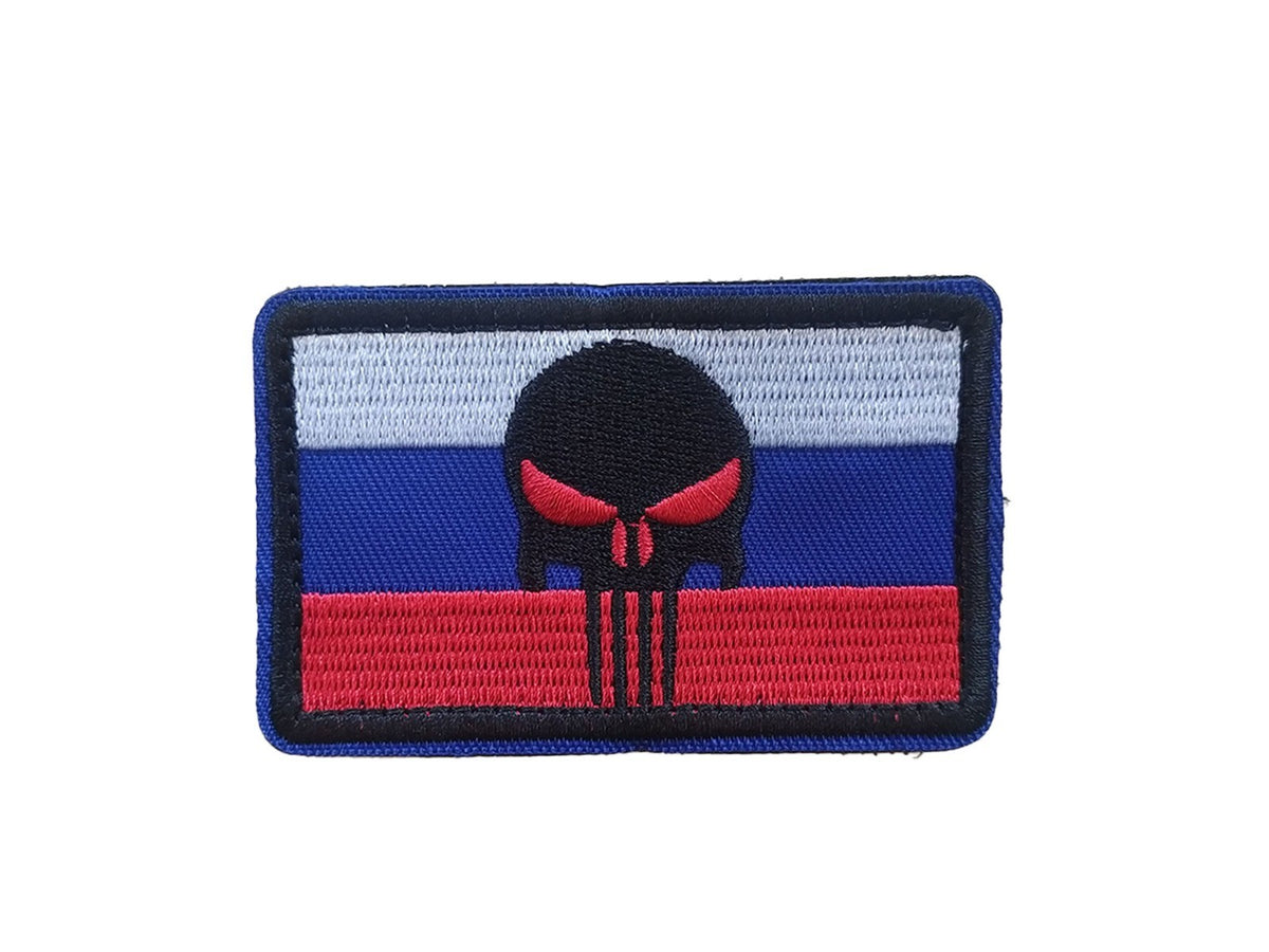 Parche Hook and Loop Rusia Punisher Calavera Negra Bordado Gemelolandia