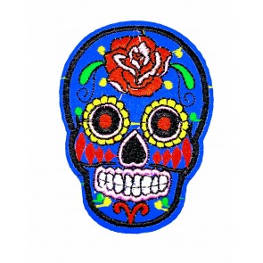 Parche Termoadhesivo Calavera Katrina blue small 7x5 cm