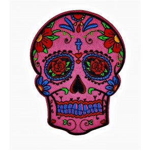 Parche Termoadhesivo Calavera Katrina pink big 10x7,5 cm