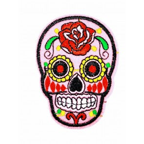 Parche Termoadhesivo Calavera Katrina pink small 7x5 cm