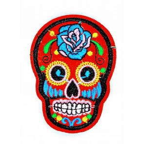 Parche Termoadhesivo Calavera Katrina red small 7x5 cm