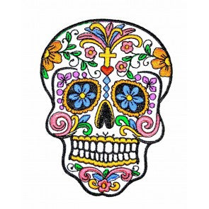 Parche Termoadhesivo Calavera Katrina white big mod1 10x7,5 cm