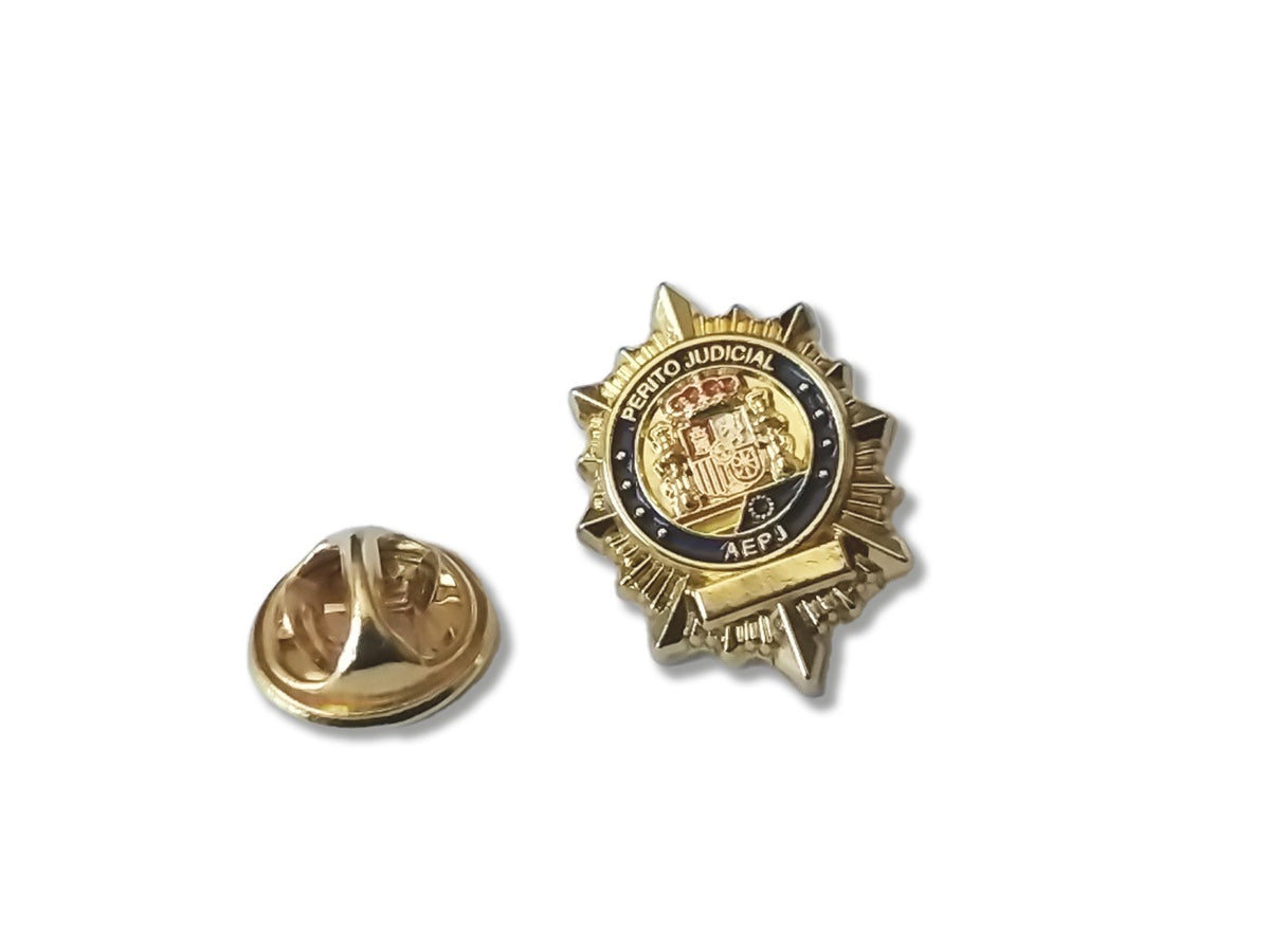 Pin de solapa de insignia de Peritos Judiciales - 15x20mm - Color Dorado