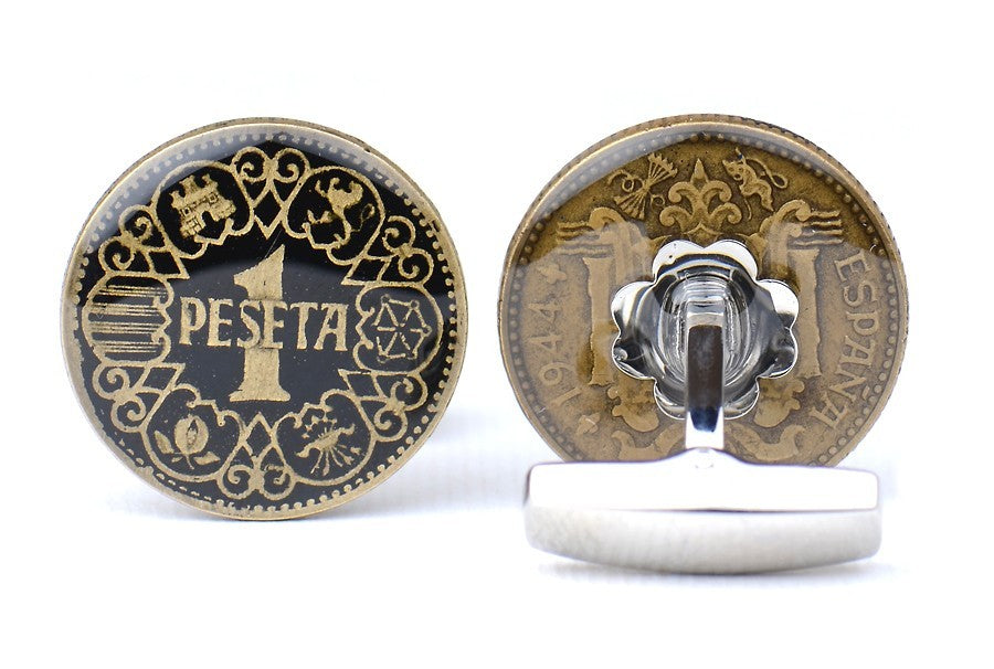 Gemelos para camisa Moneda Peseta 1944 Negra