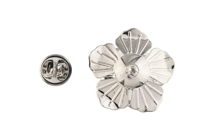 Pin Broche de Solapa Flor Gris
