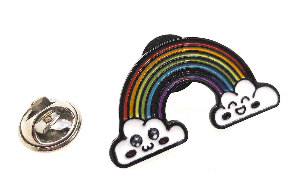 Pin de Solapa Arco Iris con 2 Nubes Sonriendo 30x15mm